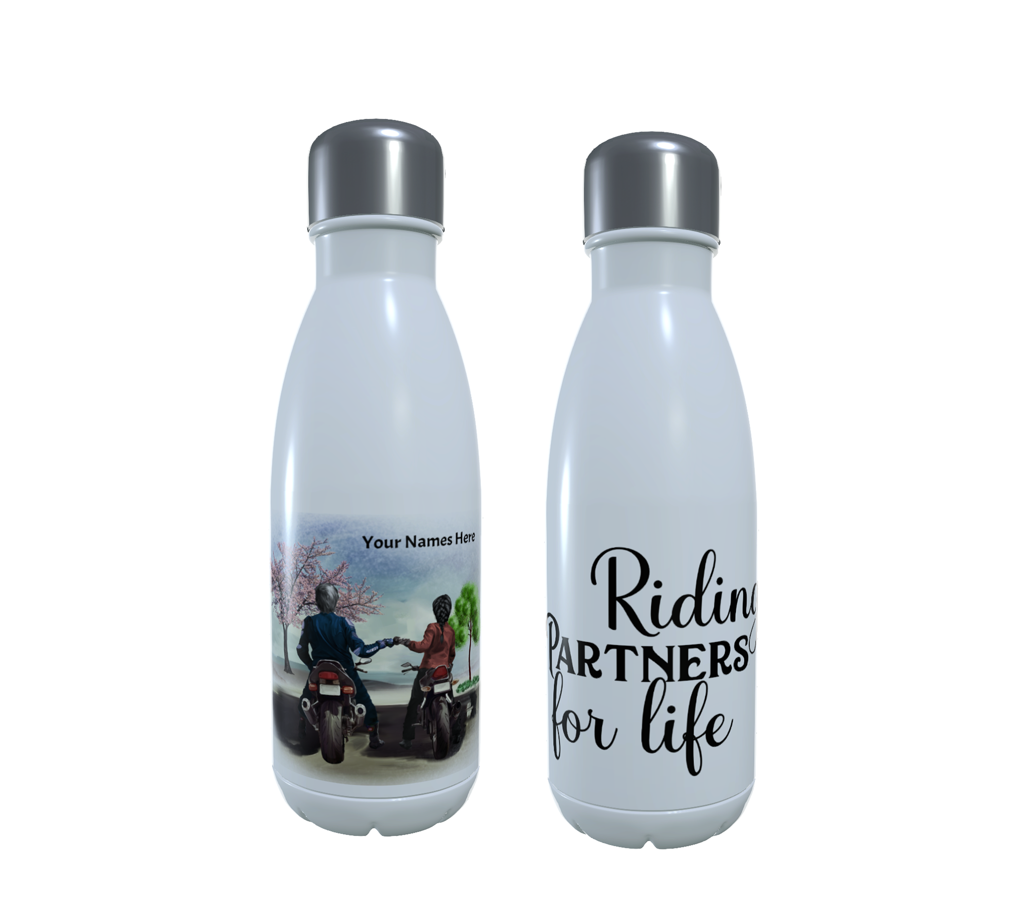 Biker Couples Motorbike Water Bottle , Custom Motorbike Bottle - Click Image to Close